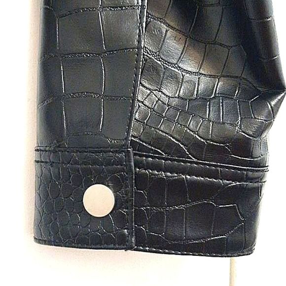 Croc Embossed Faux Leather Jacket Black NWT - Picture 5 of 7